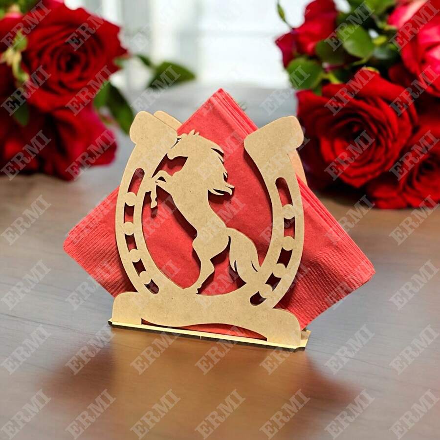 10 servilleteros vaquero caballo herradura varios modelos MDF accesorios mesa fiesta temática western madera decorativo evento presentación set 10 piezas - HERRA39 - Ver 1