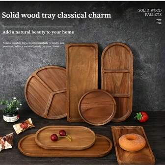 1 件木制托盘、餐盘、茶盘适用于存放零食、干果、水果、甜点、茶杯、咖啡杯，也可用于珠宝、浴室、家居装饰、圣诞礼物