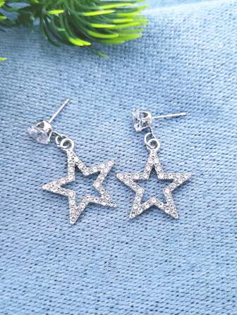 Rhinestone Star Drop Earrings