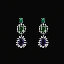 Fashion Colors Cubic Zirconia Water Drop Jewelry Set 4 Pieces Luxury Wedding Bridal Jewelry Necklace Set Accessories