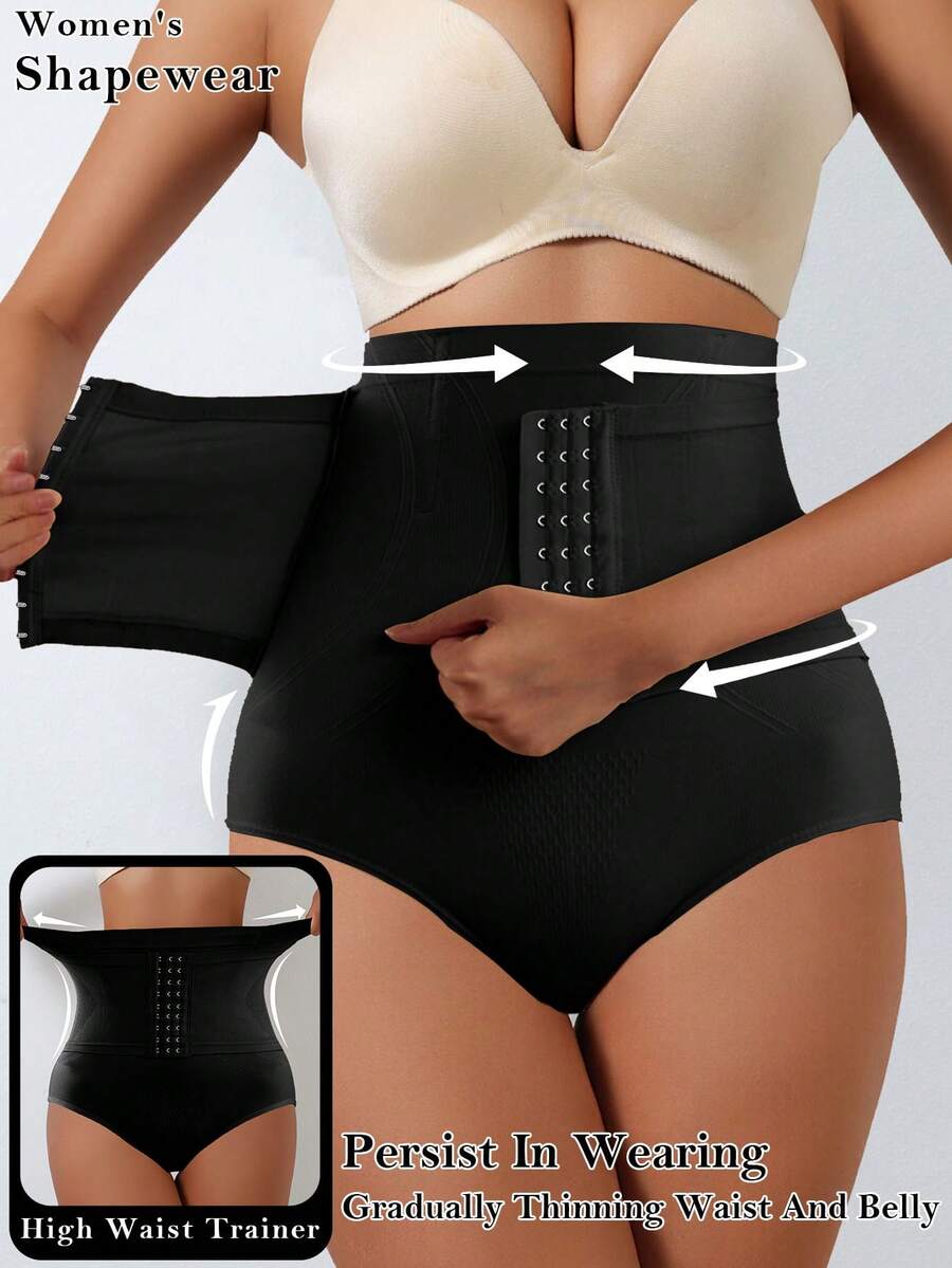 Seamless High Waist Abdominal Control Shaping Panties Trainer Body Shaper Shorts Bottoms Tummy Slimming Sheath Woman Flat Belly Control Panties Hip Butt Lifter Briefs Panty Waist Trainer Tummy Control Underwear Shapewear With Front Clasp Closure - Black - View 1