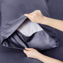 Bedsure Queen Sheet Set, Cooling Sheets For Queen Size Bed Set, Rayon Derived From Bamboo, Breathable & Soft Deep Pocket Up To 16 Inches, Hotel Luxury Silky Bedding, Bedsheet & Pillowcases, Dark Grey - 01 - 深灰色 - 查看 6