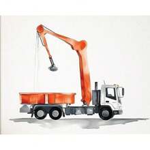 1 Stück Wandkunst Poster optional mit Rahmen Deko Konstruktions Zimmer Deko für Jungs - Kleinkind Jungen Zimmer Deko, Truck Wandkunst für Kinderzimmer, Auto Wandbilder Schlafzimmer Spielzimmer Deko, Fahrzeug Traktor Drucke Kinderzimmer Poster ohne Rahmen/mit Rahmen