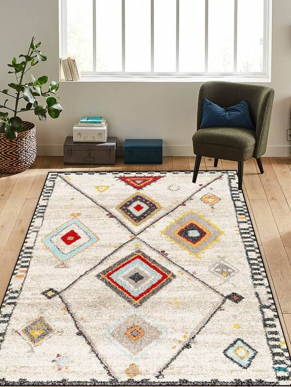 1pc Vintage Printed Area Carpet, Retro Style, Washable Plush Polyester Rectangular Textured Details, Soft Non-Pilling, Absorbent, Non-Slip, Easy Care Rugs Suitable For Living Room, Bedroom, Kitchen, Nursery, Office, Party, Birthday, All Seasons
