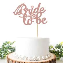 1 Pc Bride To Be Cake Topper With Glitter Diamond Bridal Shower Cake Pick Decorations For Wedding Engagement Theme Bachelorette Party Supplies - Multicolor - View 2