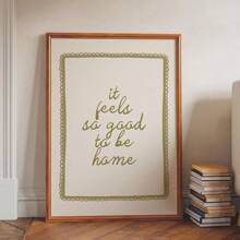 1 pezzo Stampa su tela con citazione "It Feels So Good To Be casa", senza cornice, in stile minimalista con tipografia in verde oliva, opera d'arte da parete accogliente per dormitorio, appartamento, soggiorno, camera da letto, decorazione moderna per la casa