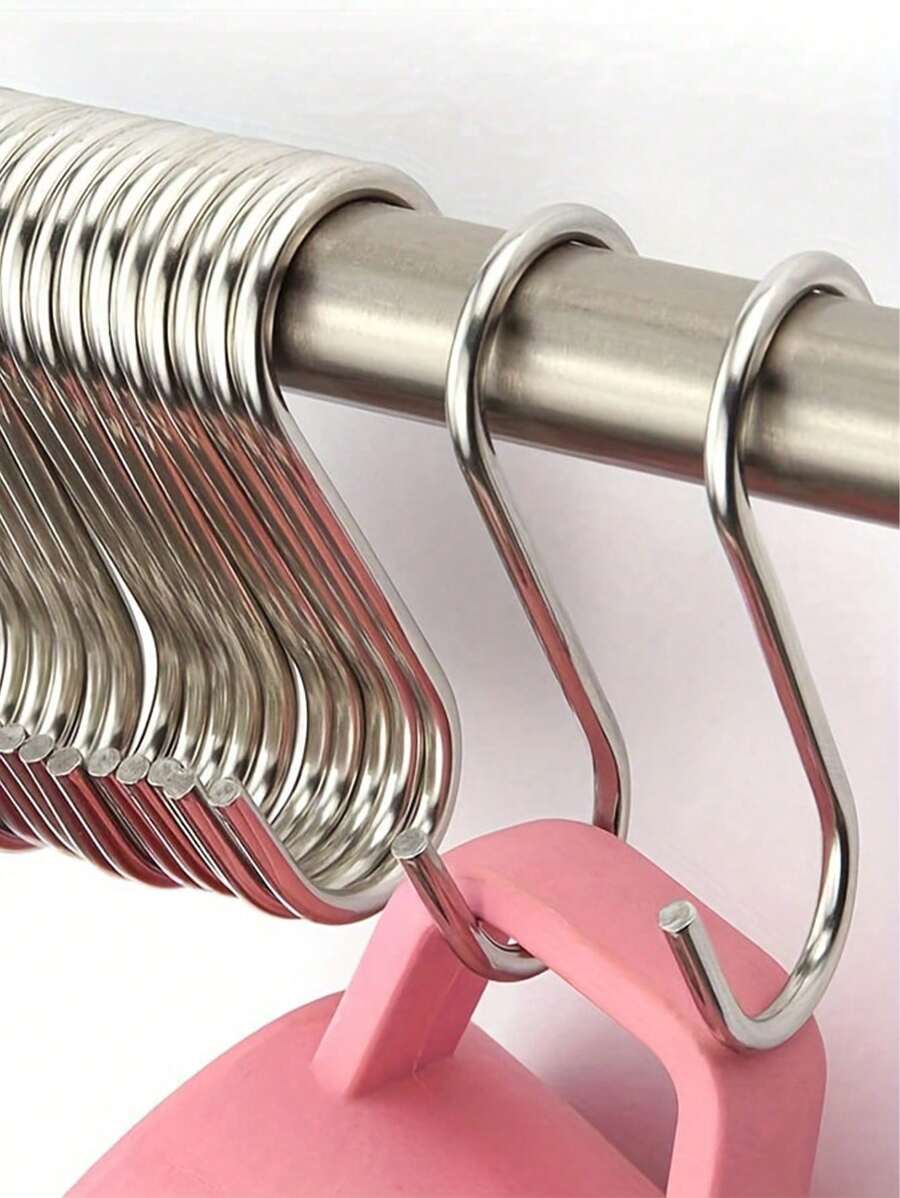 [20 pièces Crochets en S réglables] 20 pièces de crochets en acier inoxydable robustes en forme de S avec des revêtements anti-rayures, organisateur de stockage mural réglable