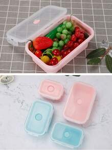 Set(4pcs) OPP Square Portable Foldable Silicone Lunch Box Microwave Oven Lunch Box Refrigerator Preservation Box
