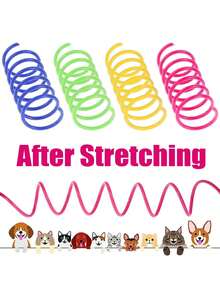 PETSIN 80入組/20包貓彈簧玩具，互動式室內貓玩具，耐用塑料弧圈彩色彈簧貓玩具，促進健康運動，適用於打擊、咬合、狩獵的小貓玩具 - 彩色 - 查看 10