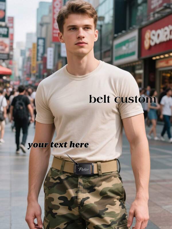 1/2/6/30 Customized Name Text Men's Canvas Nylon Belt, No Hole Automatic Buckle, Automatic Buckle Matches Casual Pants And Jeans Belt, Lightweight Ultra-Thin , Men's Braided Automatic Buckle Fashion Decorative Belt, Suitable For Commuting And Casual Wear, Business Or Casual Wear, Ideal Gift For Boyfriend, Father Valentine's Day, Christmas, Birthday