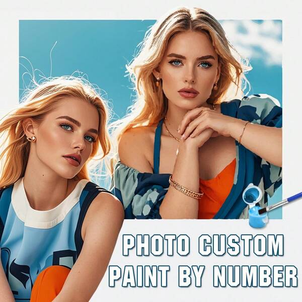 DIY Photo Custom Digital Oil Painting Kit Portrait Personalized Picture Acrylic Paint By Numbers 24 Vibrant Colors Frameless Canvas Precious Memories Handpainted Mother's Day Gift