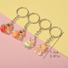 5pcs Random Assortment Of Solid Color & Glow-In-The-Dark Capybara Bear Pendant Keychain, Suitable For Daily Carry And Sharing With Friends/Family Car Accessories Bag Charm