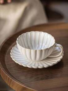 1 Set European Vintage Ceramic Coffee Cup & Saucer, High-Aesthetic Petal-Shaped Mug & Butterfly, Afternoon Tea Set, Beautiful & Practical, Cups & Saucers Can Be Used As Storage Trays, Suitable For Brewing Coffee, Making Tea, Daily Use, Coffee Shop And More Scenarios Back To School