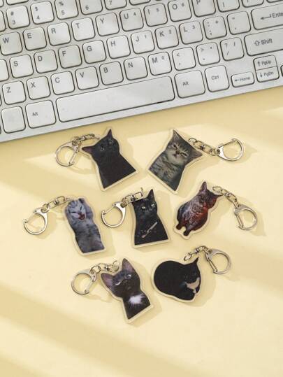 1 Stück neue kreative Acryl Meme Katze witziges Tier Thema Kopf-umarmende schreiende Katze Krallen reiben Katze Schielaugen Katze schütteln schwarze wütende starrende Katze Schlüsselanhänger Anhänger/Rucksack Ornament/Schultasche Zubehör/Taschenbehang/Geschenk für Freunde Auto Zubehör Taschenbehang Buchstabe süß Goth Y2k