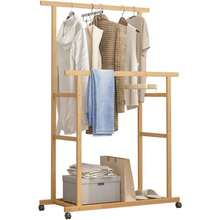Clothes Rail Rack: Double Hanging Rails Clothes Rack On Wheels Free Standing Garment Rack With Storage Shelves Coat Rack For Dress Pants Shoes 80x40x160cm (LBSJJ-ZY643) - default - View 1