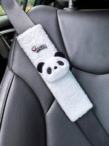 1pc/2pcs Car Interior Seat Cover Accessories, Seat Belt Shoulder Protection Cover, Lamb Wool And Short Plush Shoulder Protection Cover, Panda Head Decoration, Multi-Color Selection, Universal For All Seasons - one-size - View 8