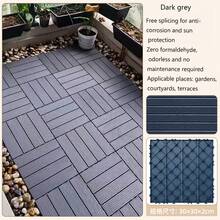 1 tấm sàn gỗ nhựa composite chống ăn mòn ngoài trời, cải tạo sân/ban công/vườn dễ dàng tự làm, sàn nhựa PVC - Màu xám đen - Xem 8