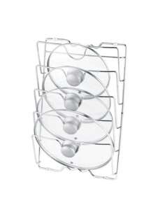 1 pièce Étagère de rangement murale de cuisine à 5 niveaux | Organisateur multifonctionnel pour couvercles de casseroles et planches à découper, installation par perçage, gain d'espace