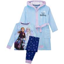 Disney Frozen Pyjamas And Dressing Gown Set | Girls Anna Elsa Olaf Pyjama And Robe Set | Kids Long Sleeve PJs | - Blue - View 1