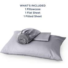 Bedsure Queen Sheet Set, Cooling Sheets For Queen Size Bed Set, Rayon Derived From Bamboo, Breathable & Soft Deep Pocket Up To 16 Inches, Hotel Luxury Silky Bedding, Bedsheet & Pillowcases, Dark Grey - 04 - 銀灰色 - 查看 6
