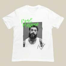 Camiseta Post Malone Estampada Cantor Em Algodão Streetwear Unissex T-shirt - Branco - Visão 2
