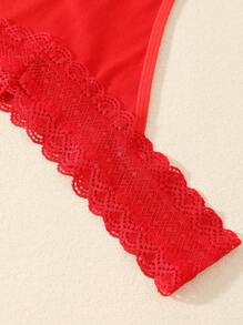 3 Stücke einfarbige, bequeme minimalistische - romantisch französische - ländlich süße - süße Unterhosen aus Gewebe mit Spitzenbesatz für Frauen, Frühling/Sommer/Herbst/Winter