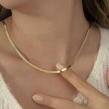 European And American Style Stainless Steel Blade Chain Titanium Steel Couple's 18k Gold/Silver Necklace