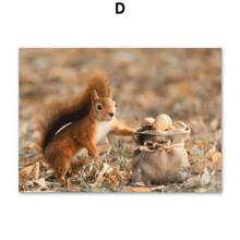 1pc Wall Arts Posters Optional Frame Animals Travel Modern Quotes Frameless Harvest Autumn Pumpkin Squirrel Fall Wall Art Canvas Painting Nordic Posters And Prints Wall Pictures For Living Room Decoration ,Wall Art With Frame