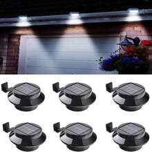 6 White Solar Gutter Lights Outdoor Decorative Waterproof LED Fence Lights For Lighting Railings, Exterior Walls, Decks, Gardens, Paths, Backyards, Sidewalks, Yards, Patios, No Drilling Required For Installation