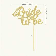 1 Pc Bride To Be Cake Topper With Glitter Diamond Bridal Shower Cake Pick Decorations For Wedding Engagement Theme Bachelorette Party Supplies - Multicolor - View 9