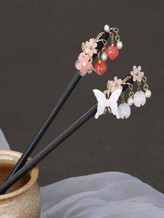 1 pieza Clip para el cabello con borlas de estilo neotradicional chino, pasador de pelo elegante Hanfu, adecuado para peinado de moño, accesorios para el cabello, pasadores para el cabello, extensión de moño, moldeador de moño, pieza de moño, pasadores para peinado
