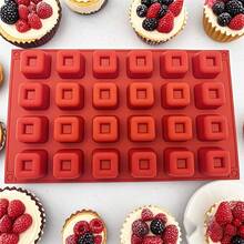 1 pezzo Stampo in silicone 3D quadrato, attrezzo da forno fai-da-te per brownies 3D, budini, mousse, dolci al cioccolato - Rosso - Visualizzare 6