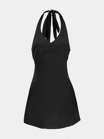 全新欧美风夏季细肩带深 V 露背晚礼服吊带裙