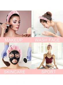 Ensemble de sept pièces d'outils de lavage du visage et de soins de la peau : bandeau de lavage du visage, strap de poignet, brosse de lavage du visage en silicone à double face, brosse de nettoyage d'ourson, éponge de nettoyage du visage, grand sac de rangement imperméable. Un outil de beauté tout-en-un.