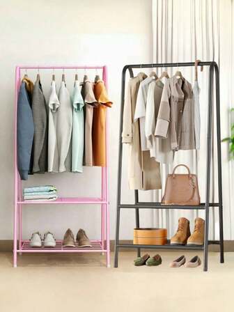 1pc Portable Triangular Metal Clothing Rack, Multi-Functional Storage Shelf, Wardrobe Organizer, Approximately 24 Inches Wide, Movable, Easy To Assemble And Disassemble, Suitable For Living Room, Entryway, Bedroom, Study, Office, Holiday Gift, Christmas Gift
