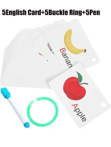 3/9/15 pièces Cartes en anglais avec stylo effaçable et anneau à boucle