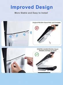 P5 Slim/Pro Game Console Horizontal Stand, Transparent Game Base