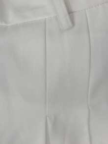 女士纯色褶皱阔腿宽松休闲短裤 - 白色 - 查看 7