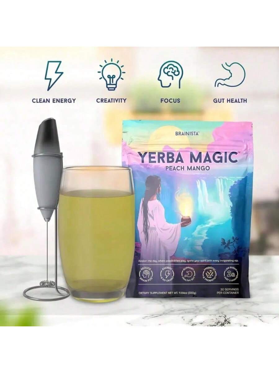 Peach Mango Infused Yerba Mate Instant Tea | Yerba Magic's 30-Serving Powder (1 Pack)