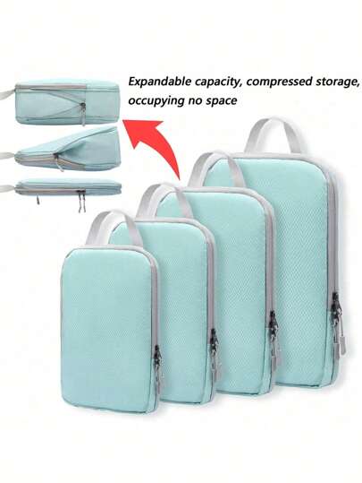 4-Piece Compression Packing Cubes, Business Travel Organizer Bags, Simple & Fashionable Vertical Multi-Functional Waterproof Organizertravel Essentials Travel Accessories Travel Bag For Vacation Holiday Back To School School Stuff Dorm Room Essentials College