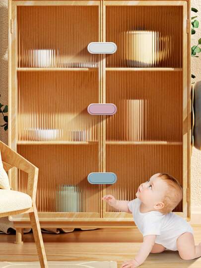 Child Cabinet Lock, No-Drill Fridge Freezer & Cabinet Door Lock With Finger Pinch Protection, Strong Adhesive Baby Proof Lock For Cabinets, Ovens, Drawers And Refrigerators, Baby Proof Fridge And Cabinet Lock, No-Drill Baby Proof Door Lock