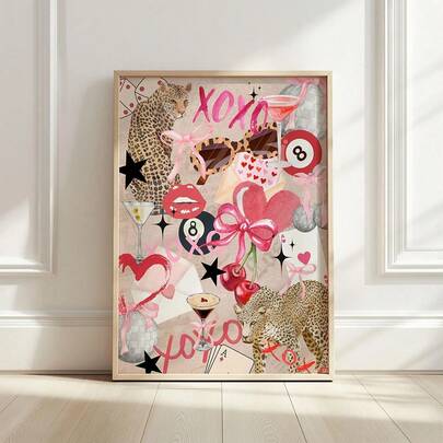 1 Pc Girly Collage Prints Pink And Red Fashion Cheetah Wall Art Leopard Print Magazine Cover Decor Aesthetic Lucky Poster Red Funky Retro Room Decor Wall Arts Living Room Decor Office Decor Bedroom Decor Kitchen Decor Bathroom Decor Wall Decor Home Decor Posters Unframed