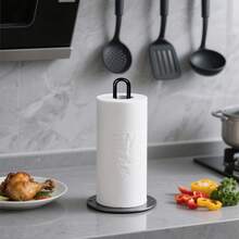 Weighted Paper Towel Holder Countertop Stainless Steel Napkin Holder For Large Roll Free Standing Paper Towel Roll Holder With Heavy Base Standing Vertical Paper Holder For Kitchen Rv (Black) - Black - View 7