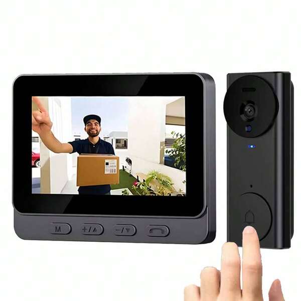 Wired Doorbell System - Smart Video Doorbell Camera With 4.3 Inch IPS Screen, Wireless Video Intercom, Night Vision, Two-Way Audio, Rechargeable Battery, No WiFi/App Required, SD Card Storage, Includes Doorbell And Accessories, Suitable For Elderly