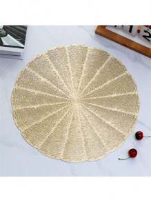 1/4/6/8/12 piezas Manteles individuales redondos de PVC dorados y huecos, lavables, fáciles de limpiar, antideslizantes, resistentes al calor, para decoración de mesa de comedor, tazas, fiestas, bodas y festividades