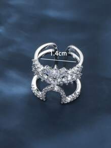 1pc Minimalist Elegant Cubic Zirconia Flowers 18K Gold Nail Rings For Women, Adjustable Statement Jewelry, Suitable For Daily Wear And Gift