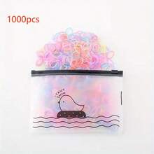 1000 piezas Mini lazos de pelo desechables de nylon de colores con bolsa de almacenamiento, set de accesorios de pelo elásticos para mujer