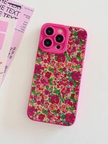 Funda de teléfono con estampado floral diminuto en rosa fucsia, funda de teléfono con estilo vintage de flores dispersas multicolor en rosa fucsia, funda de protección de lente, compatible con iPhone y Galaxy, compatible con iPhone 13, 15, 16 Pro Max, 16, 14, 15, 16 Plus, teléfonos Galaxy a prueba de agua, a prueba de golpes y resistente a arañazos - Multicolor - Ver 4