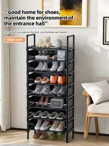 1pc Easy Assembling Dust-Proof Shoe Rack, Storage Rack, Space-Saving, Sturdy, Fashionable, Easy Disassembly, Portable, Suitable For Living Room, Bedroom, Entryway, Office, Home, Multi-Tier Storage, Holiday Gift, Christmas Gift, Children's Gift