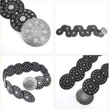1 buc Curea circulară din PU pentru femei, curea din metal cu lanț, curea din piele strălucitoare, stil boem la modă, potrivită pentru uz zilnic, vara, școala, toamna, Halloween